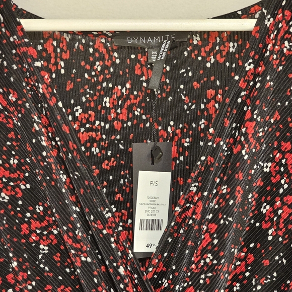 NWT Dynamite Floral Pleated Wrap Dress - Picture 2 of 7